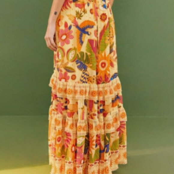 NEW WITH TAGS FARM Rio Yellow Rio Tapestry Maxi Dress - Picture 3 of 9